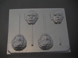 124sp Green Hunky Man Face Chocolate or Hard Candy Lollipop Mold