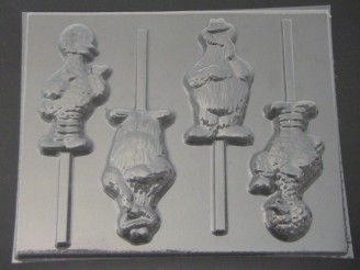 128sp Yellow Chicken and Cracker Monster Chocolate or Hard Candy Lollipop Mold