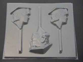 1900 Female Graduate Face Chocolate or Hard Candy Lollipop Mold  IMPROVED