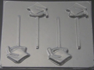 1904 Graduation Cap Chocolate or Hard Candy Lollipop Mold