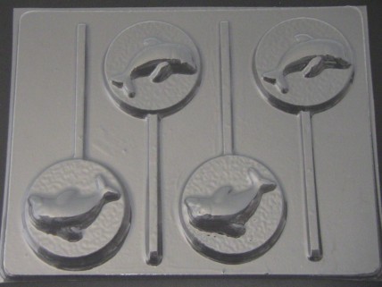1705 Dolphin on Round Chocolate or Hard Candy Lollipop Mold