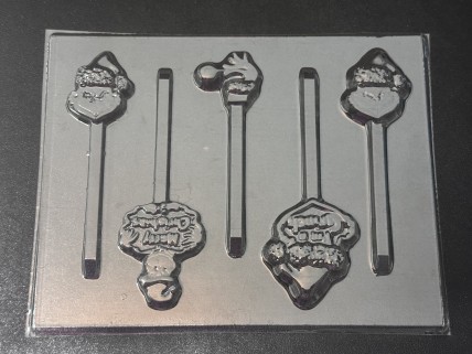 277c Green Man Christmas Chocolate or Hard Candy Lollipop Mold