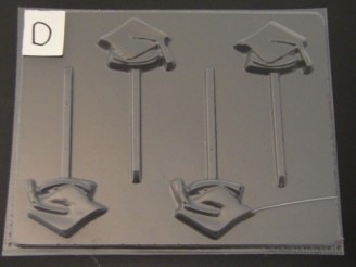 1904 Graduation Cap Chocolate Candy Lollipop Mold  FACTORY SECOND