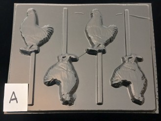 621 Rooster Chocolate Candy Lollipop Mold FACTORY SECOND