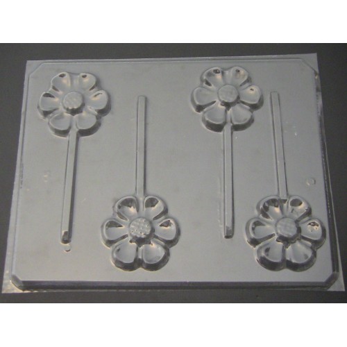 524 Retro Flower Chocolate or Hard Candy Lollipop Mold - Molds N More