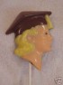 1900 Female Graduate Face Chocolate or Hard Candy Lollipop Mold  IMPROVED