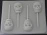 2428 Skulls Chocolate or Hard Candy Lollipop Mold