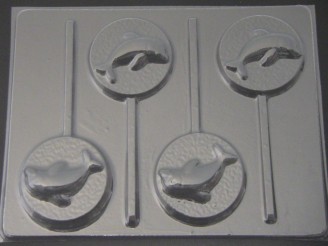 1705 Dolphin on Round Chocolate or Hard Candy Lollipop Mold